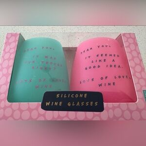 NEW Silicone Wine Glasses With Funny Sayings - set of 2